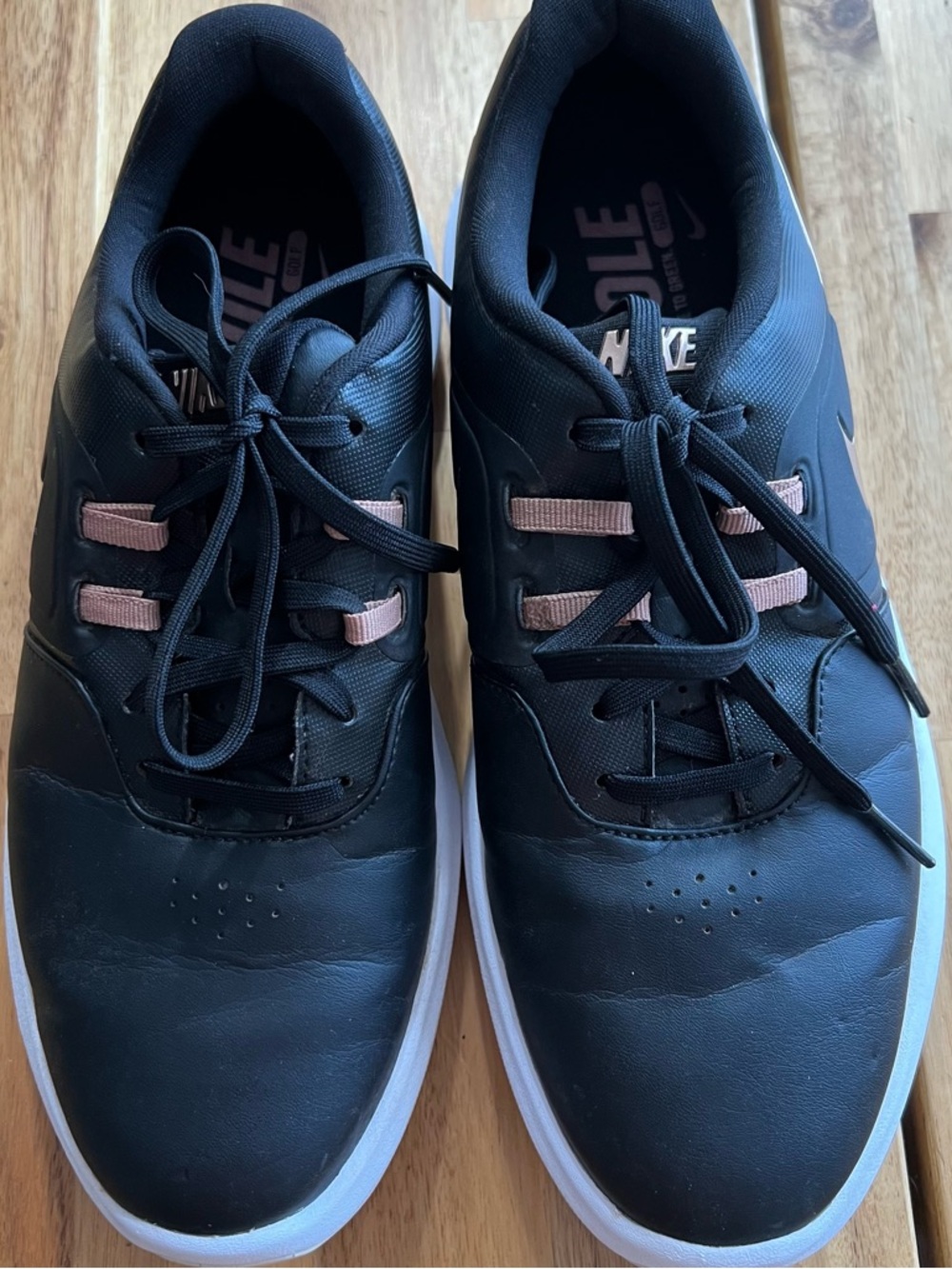 Nike Golf Shoes Women 7.5 Black Rose Gold Comfort Grip Athletic Sneaker